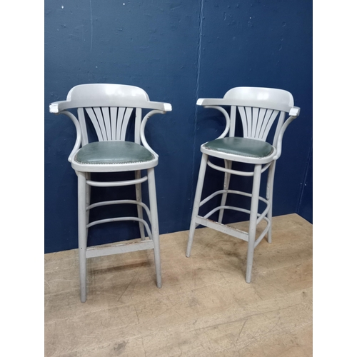 1130a - Pair of grey Bentwood high stools