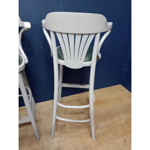 1130a - Pair of grey Bentwood high stools