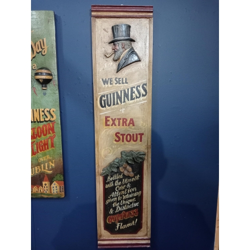 1134 - We Sell Guinness wooden painted advertising board {H 120cm x W 28cm x D 4cm }.