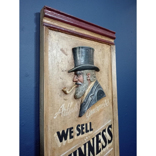 1134 - We Sell Guinness wooden painted advertising board {H 120cm x W 28cm x D 4cm }.