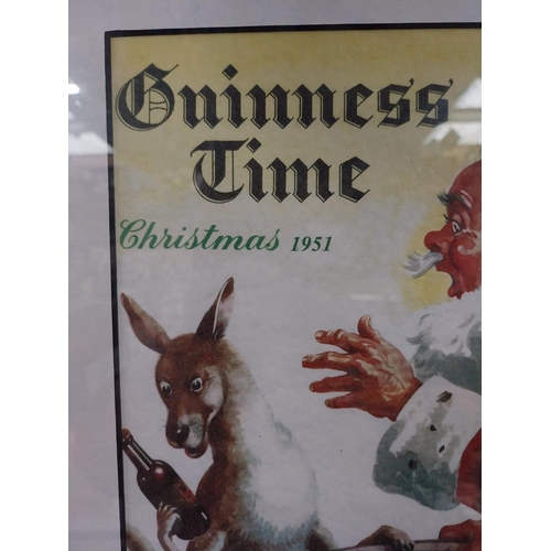 20 - 1951 Guinness Time Christmas advertising print in wooden frame. {31 cm H x 25 cm W}.