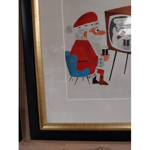 21 - 1958 Guinness Time Christmas advertising print in wooden frame. {31 cm H x 25 cm W}.