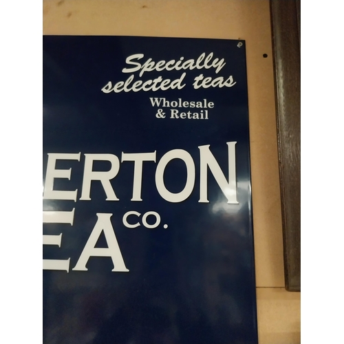 23 - The Pemberton Tea Co enamel advertising sign. {75 cm H x 59 cm W}.