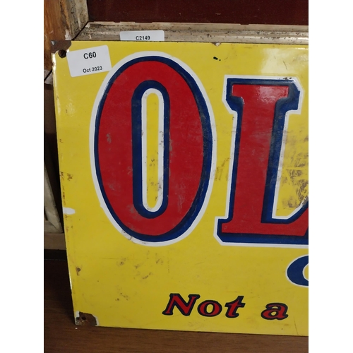 37 - Old Gold Cigarettes Not a Cough in a Carload enamel advertising sign. {30 cm H x 92 cm W}.