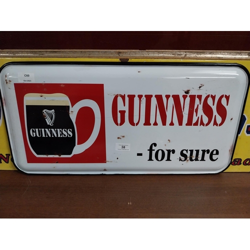 38 - Guinness for Sure tin plate advertising sign. {30 cm H x 60 cm W}.