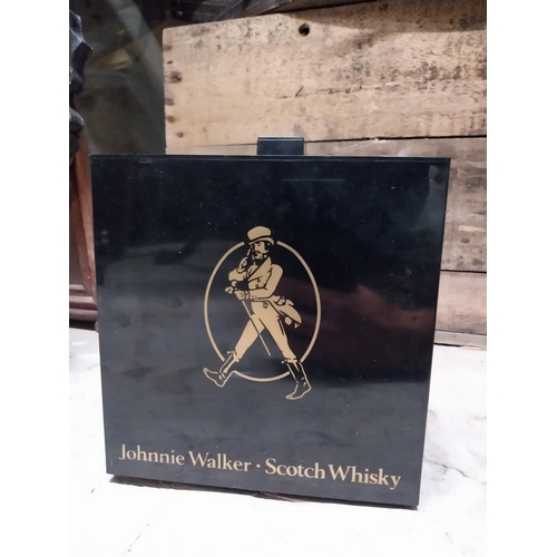 42 - Johnny Walker Black label Perspex ice box. {18 cm H x 18 cm W x 18 cm D}.