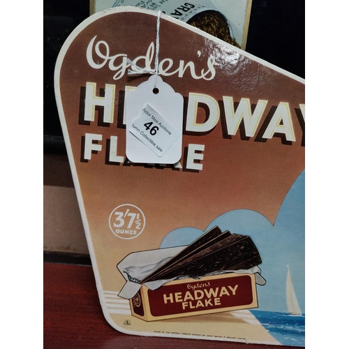 46 - Ogden's Headway Flake Tobacco showcard. {23 cm H x 21 cm D}.