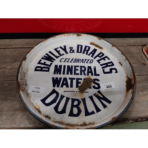 460 - Bewley and Draper Mineral Waters Dublin enamel drinks tray. {30 cm Dia.}.