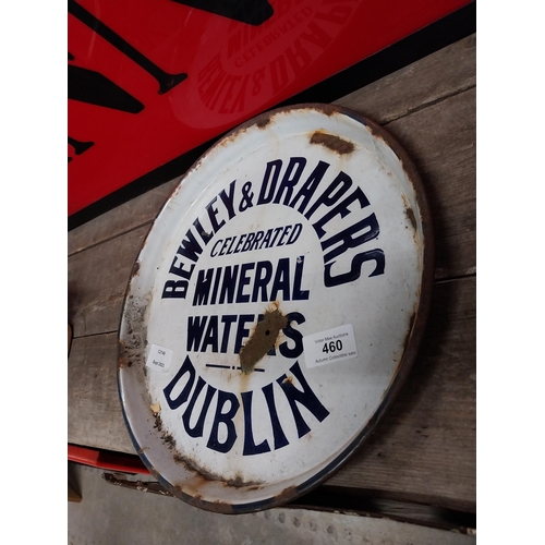 460 - Bewley and Draper Mineral Waters Dublin enamel drinks tray. {30 cm Dia.}.