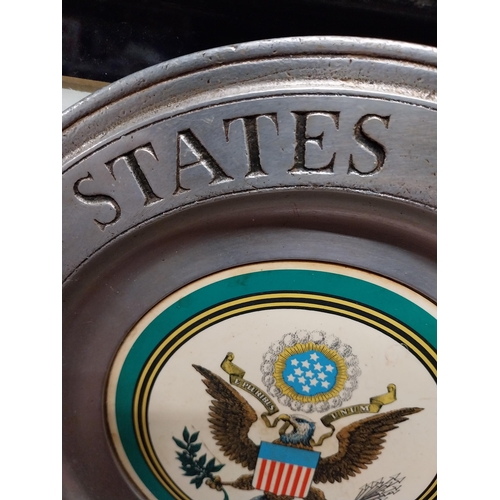 48 - Seal of the United States of America metal dish. {28 cm Dia.}