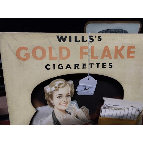 50 - Wills's Gold Flake showcard. {27 cm H x 28 cm W}.