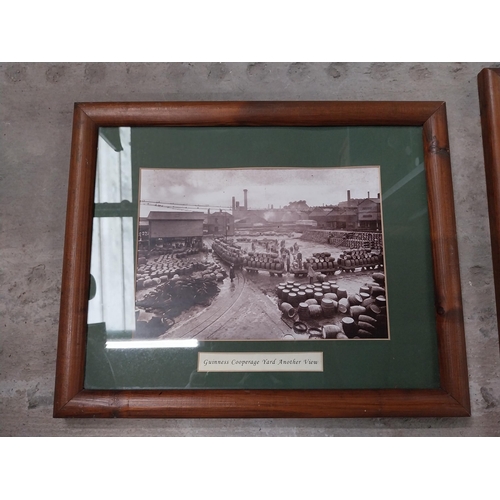 54 - Set of five black and white framed prints of Guinness factory scenes. {35 cm H x 44 cm D}.