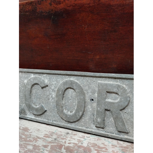 55 - 1960's alloy carriage destination plate Dublin - Cork. {13 cm H x 118 cm W}.