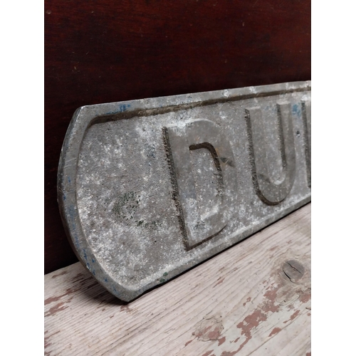 55 - 1960's alloy carriage destination plate Dublin - Cork. {13 cm H x 118 cm W}.