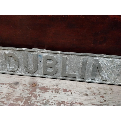 55 - 1960's alloy carriage destination plate Dublin - Cork. {13 cm H x 118 cm W}.