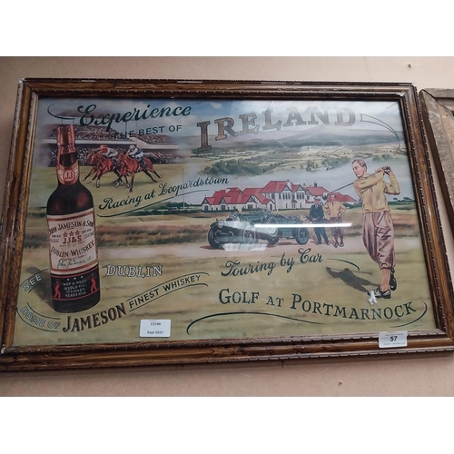 57 - Jameson Irish Whiskey Golf at Portmarnock advertising print mounted in gilt frame. {42 cm H x 59 cm ... 