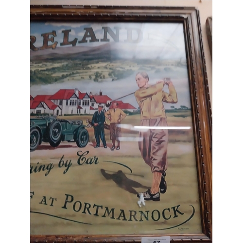 57 - Jameson Irish Whiskey Golf at Portmarnock advertising print mounted in gilt frame. {42 cm H x 59 cm ... 