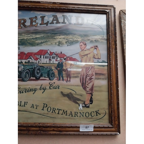 57 - Jameson Irish Whiskey Golf at Portmarnock advertising print mounted in gilt frame. {42 cm H x 59 cm ... 