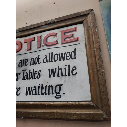 58 - Notice Patrons are not allowed to transfer Tables while others are waiting framed showcard. {41 cm H... 