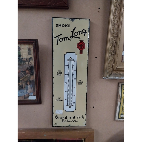 tom long tobacco Smoke Tom Long Grand old rich tobacco enamel advertising barometer. {57 cm  H x 18 cm W}