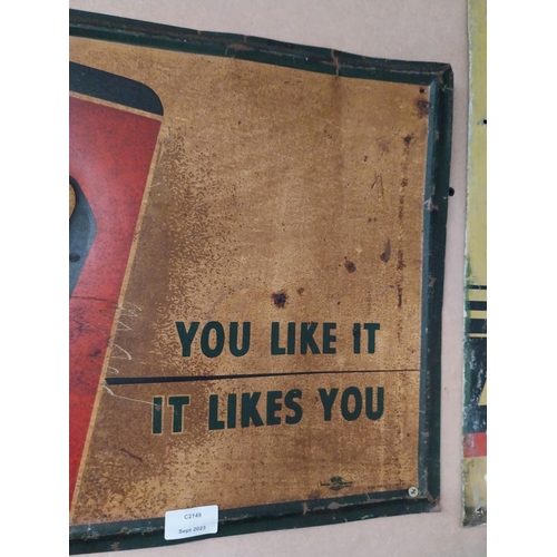 67 - Fresh Up with 7 Up tin plate advertising sign. {49 cm H x 104 cm W}.