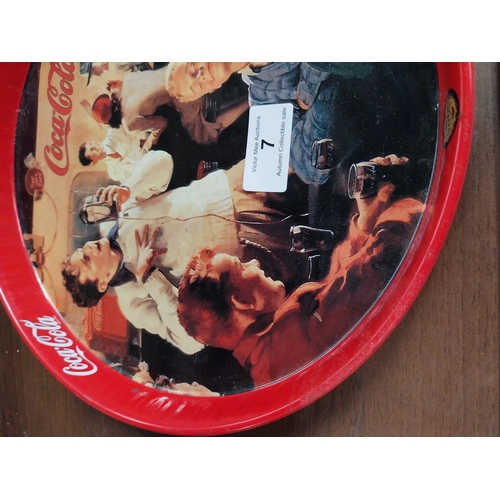 7 - 1970'S Coca Cola tin plate advertising tray. {27 cm Dia.}.