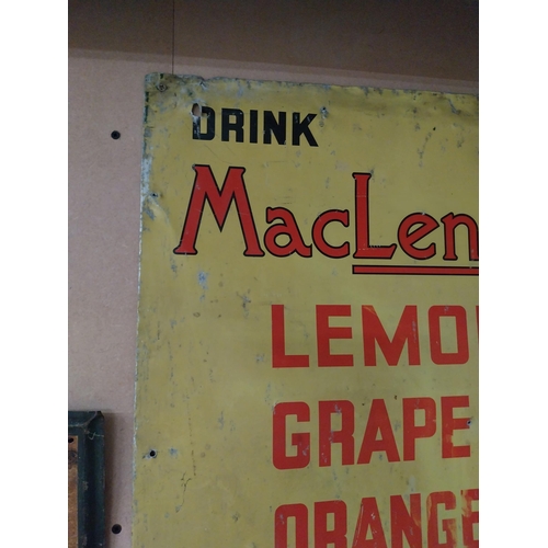 74 - Drink MacLennan's Lemonade tin plate advertising sign. {73 cm H x 60 cm W}.