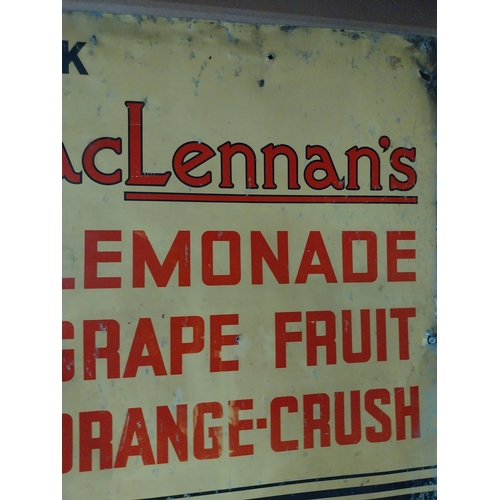 74 - Drink MacLennan's Lemonade tin plate advertising sign. {73 cm H x 60 cm W}.