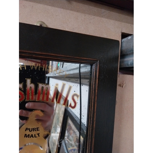 77 - Framed Bushmills Irish Whiskey advertising mirror. {34 cm H x 39 cm W}.