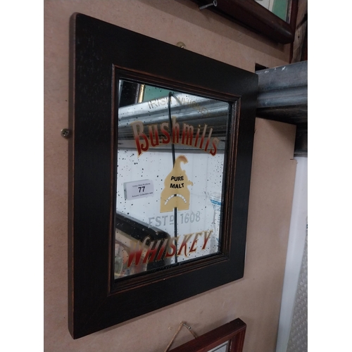 77 - Framed Bushmills Irish Whiskey advertising mirror. {34 cm H x 39 cm W}.