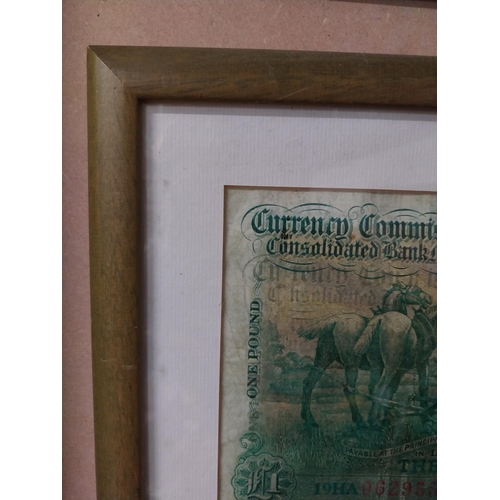 78 - Hibernian Bank Ploughman Note framed print. {28 cm H x 41 cm W}.