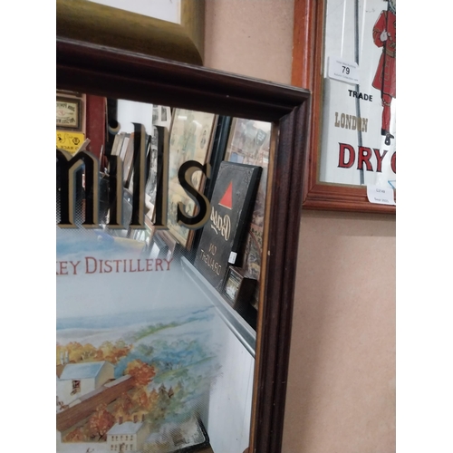 80 - Old Bushmills Irish Whiskey framed advertising mirror. {39 cm H x 49 cm W}.