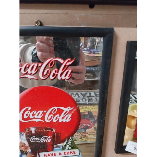 81 - Coca Cola framed advertising mirror. {23 cm H x 22 cm W}.