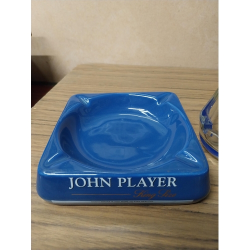 84 - Afton Pure Virginia Cigarettes glass ashtray {3 cm H x 15 cm Dia.}  and John Player cigarettes Wade ... 