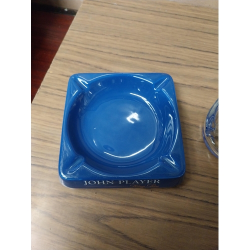 84 - Afton Pure Virginia Cigarettes glass ashtray {3 cm H x 15 cm Dia.}  and John Player cigarettes Wade ... 