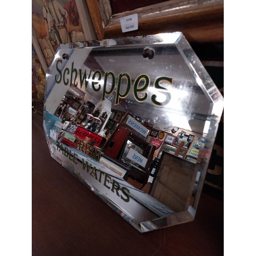 9 - Schweppes Irish Table Waters advertising mirror. {31 cm H x 51 cm W}