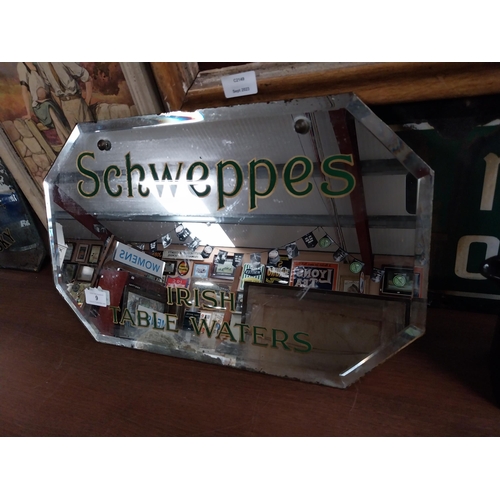 9 - Schweppes Irish Table Waters advertising mirror. {31 cm H x 51 cm W}