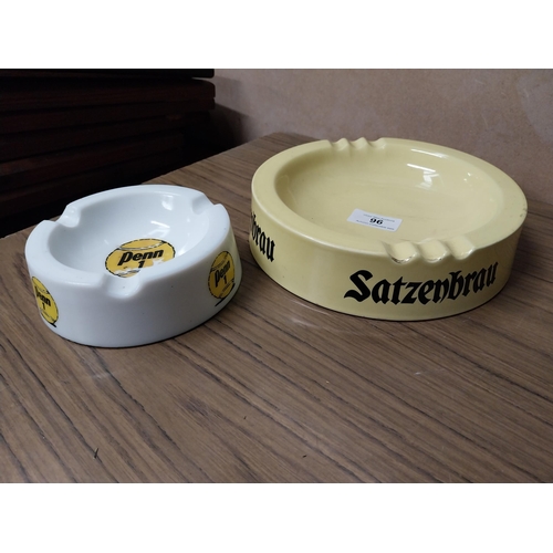 96 - Satzenbrau ceramic advertising ashtray  {5 cm H x 20 cm Dia.} and Penn 1 glass ashtray. {4 cm H x 14... 