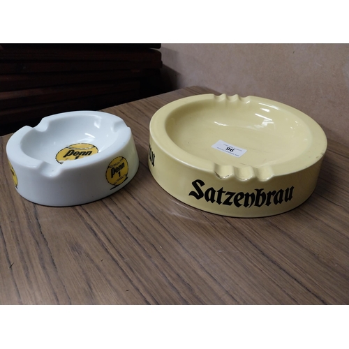 96 - Satzenbrau ceramic advertising ashtray  {5 cm H x 20 cm Dia.} and Penn 1 glass ashtray. {4 cm H x 14... 