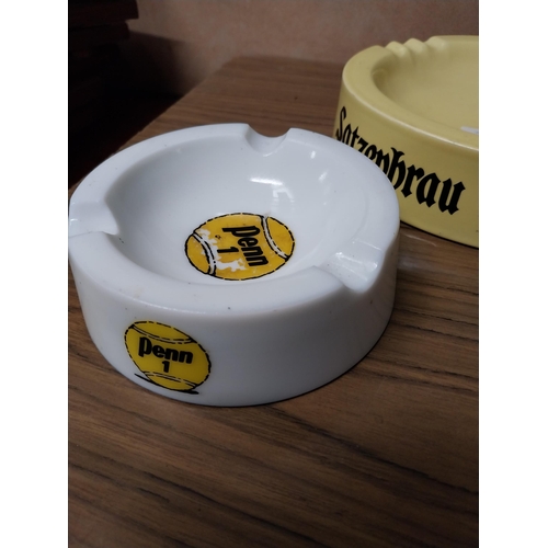 96 - Satzenbrau ceramic advertising ashtray  {5 cm H x 20 cm Dia.} and Penn 1 glass ashtray. {4 cm H x 14... 