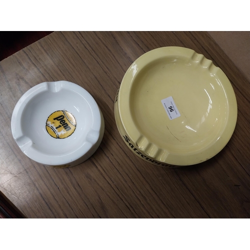 96 - Satzenbrau ceramic advertising ashtray  {5 cm H x 20 cm Dia.} and Penn 1 glass ashtray. {4 cm H x 14... 