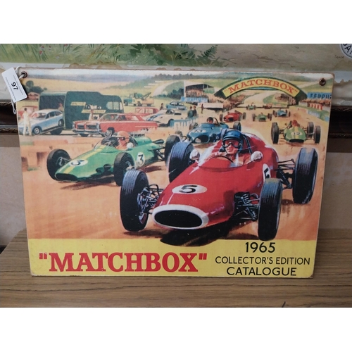 97 - 1965 Matchbox Collector's Edition cardboard showcard. {28 cm H x 31 cm W}.