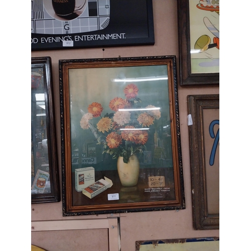 811 - Framed Wills's Woodbine showcard. {56 cm H x 44 cm W}.