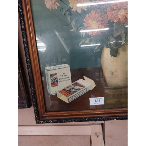 811 - Framed Wills's Woodbine showcard. {56 cm H x 44 cm W}.