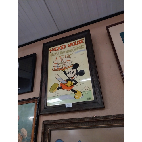 813 - Mickey Mouse His 8th Birthday Celebrations framed advertising print {54 cm H x 38 cm W}.