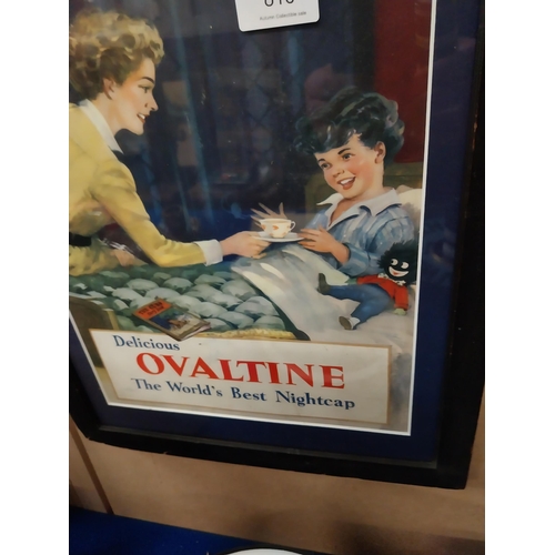 816 - Ovaltine Better than Bedtime Story framed showcard. {44 cm H x 35 cm W}