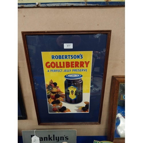 817 - Robinson's Golliberry framed advertising showcard. {52 cm H x 37 cm W}.