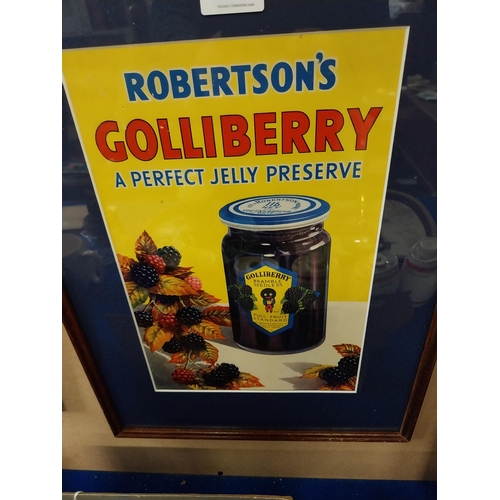 817 - Robinson's Golliberry framed advertising showcard. {52 cm H x 37 cm W}.