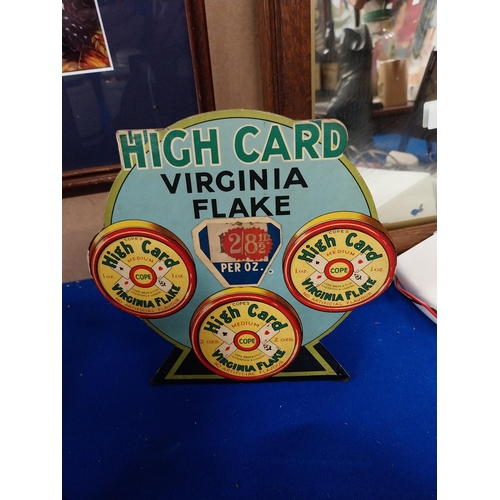 824 - High Card Virginia Flake cardboard showcard. {18 cm H x 19 cm W}.