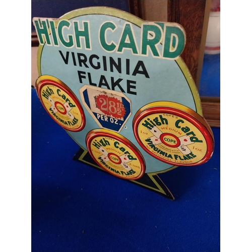 824 - High Card Virginia Flake cardboard showcard. {18 cm H x 19 cm W}.